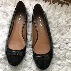 Coach black patent leather flats